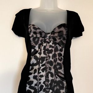 NWT Bebe Rockabilly Pinup Leopard Sweater Top M